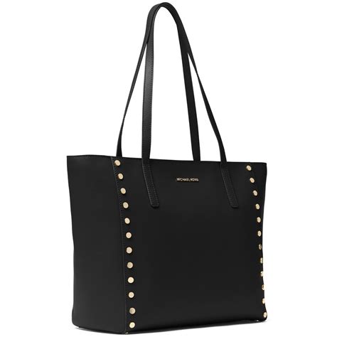 michael kors rivington stud large tote black|Rivington Large Saffiano Leather Tote Bag .